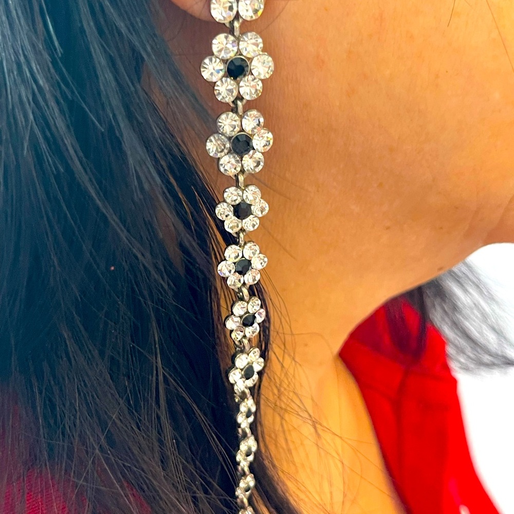 Rhinestones Long Earrings for Evening Wears